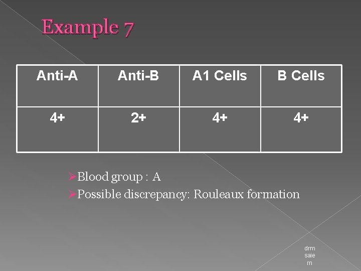 Example 7 Anti-A Anti-B A 1 Cells B Cells 4+ 2+ 4+ 4+ ØBlood