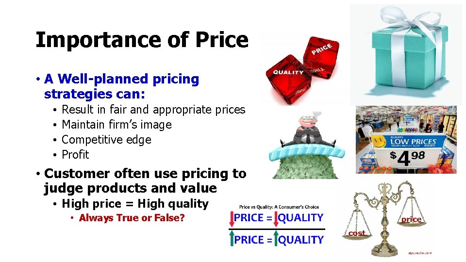 Importance of Price • A Well-planned pricing strategies can: • • Result in fair Importance of Price • A Well-planned pricing strategies can: • • Result in fair