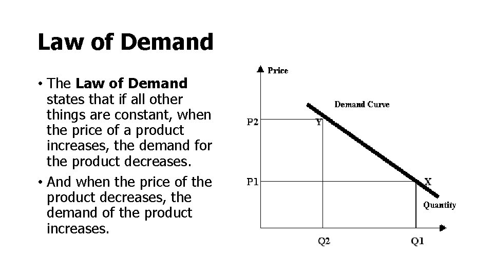Law of Demand • The Law of Demand states that if all other things Law of Demand • The Law of Demand states that if all other things