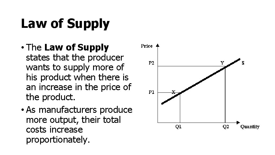 Law of Supply • The Law of Supply states that the producer wants to Law of Supply • The Law of Supply states that the producer wants to