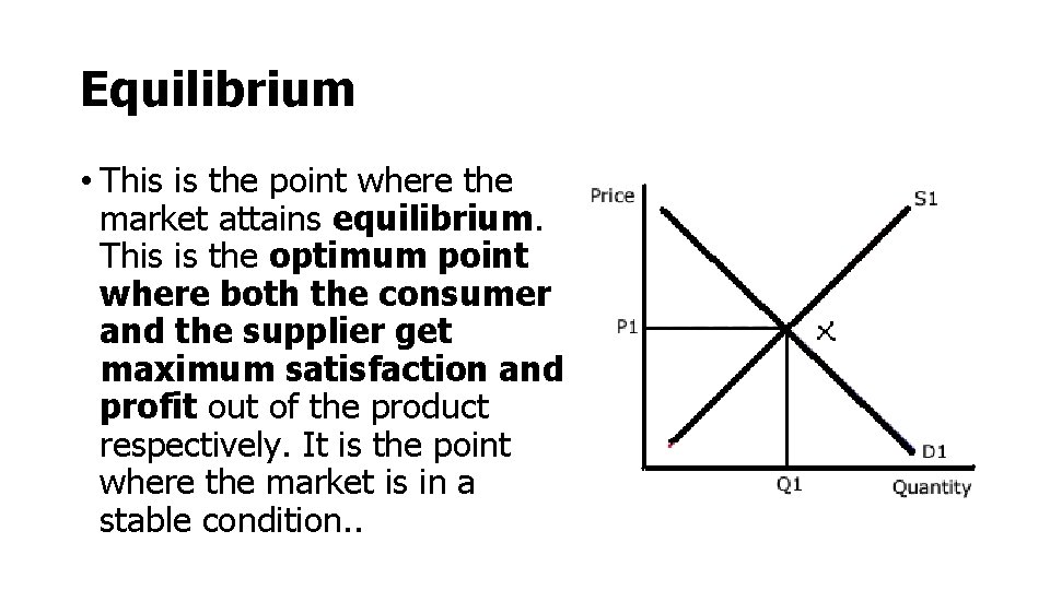 Equilibrium • This is the point where the market attains equilibrium. This is the Equilibrium • This is the point where the market attains equilibrium. This is the