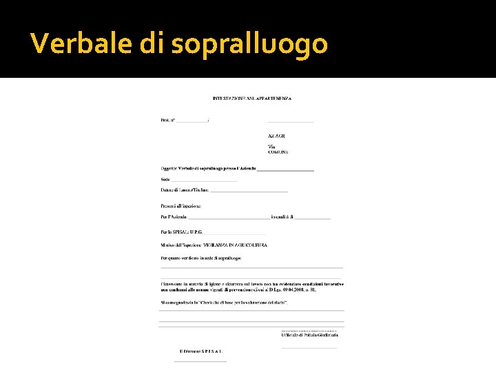 Verbale di sopralluogo 