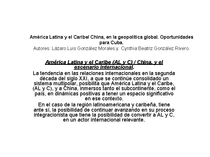 Amrica Latina y el Caribe China en la