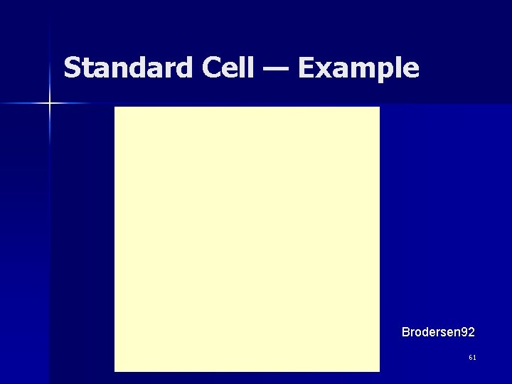 Standard Cell — Example [Brodersen 92] 61 