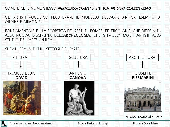 COME DICE IL NOME STESSO NEOCLASSICISMO SIGNIFICA NUOVO CLASSICISMO GLI ARTISTI VOGLIONO RECUPERARE IL