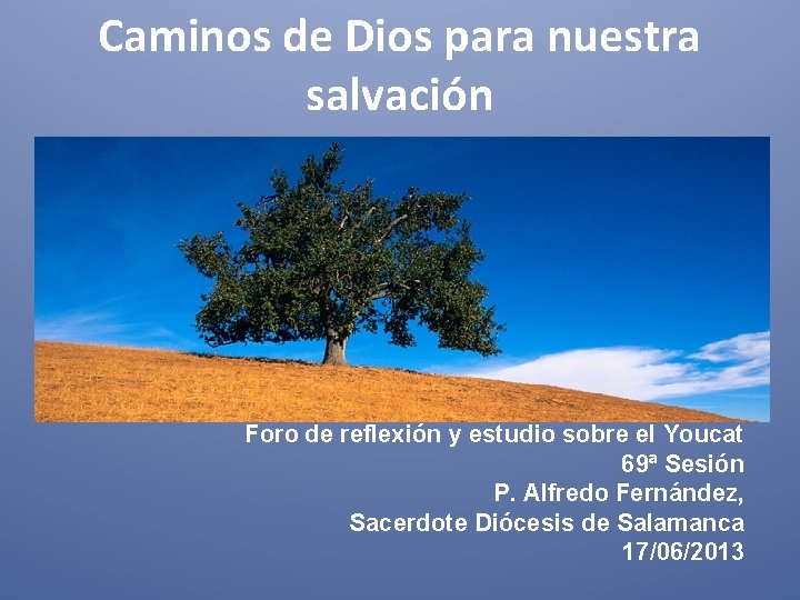 Caminos de Dios para nuestra salvación Foro de reflexión y estudio sobre el Youcat