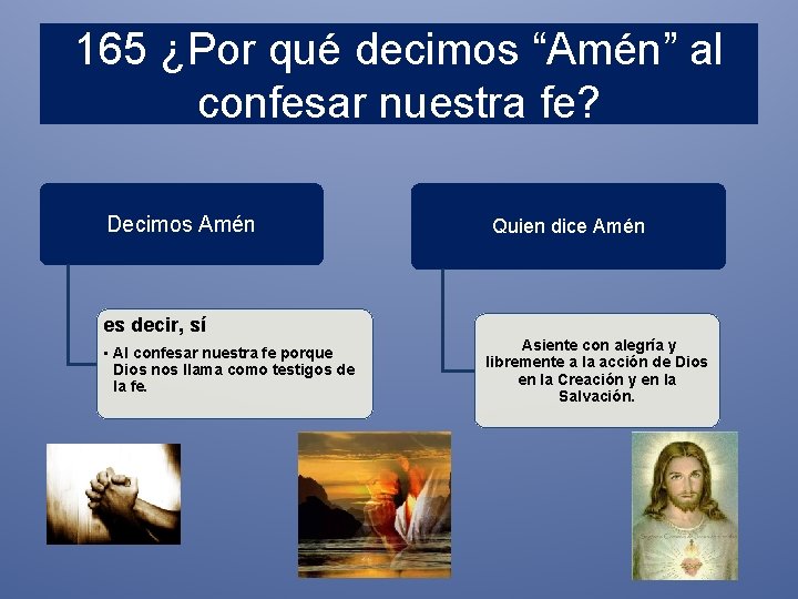 165 ¿Por qué decimos “Amén” al confesar nuestra fe? Decimos Amén Quien dice Amén