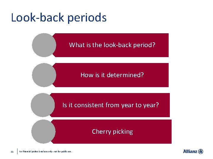 Look-back periods What is the look-back period? How is it determined? Is it consistent