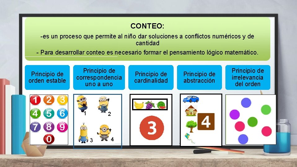 CONTEO: -es un proceso que permite al niño dar soluciones a conflictos numéricos y