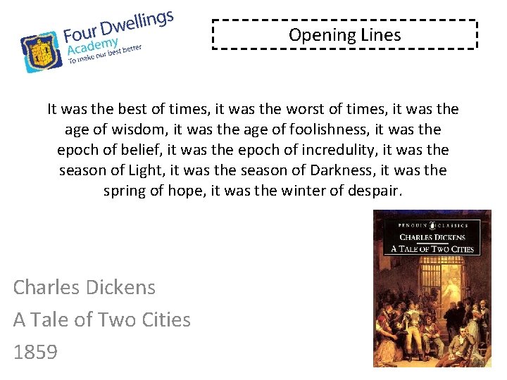 Opening Lines It was the best of times, it was the worst of times,