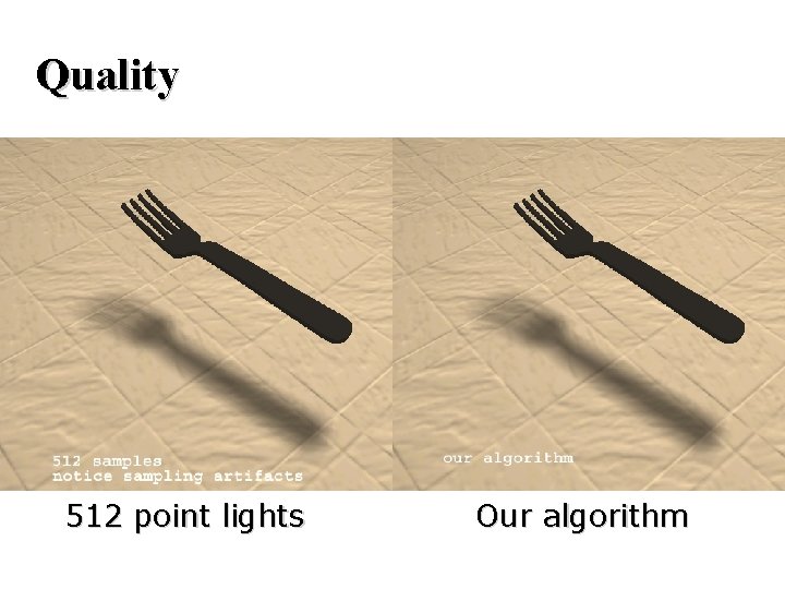 Quality 512 point lights Our algorithm 
