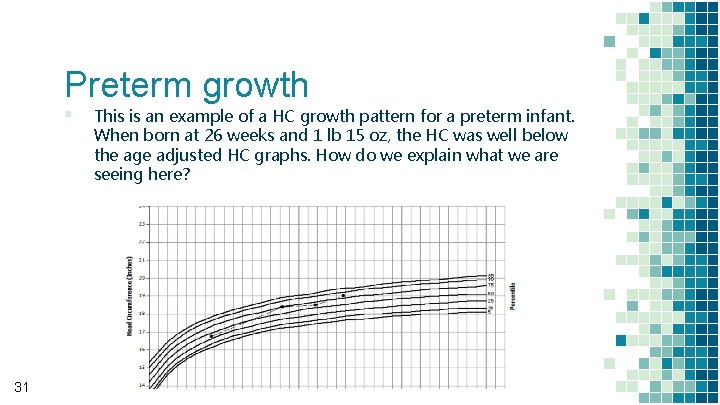 Preterm growth ▪ 31 This is an example of a HC growth pattern for Preterm growth ▪ 31 This is an example of a HC growth pattern for