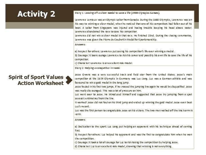 Activity 2 Story 1: Leaving off a silver medal to save a life (1988 Activity 2 Story 1: Leaving off a silver medal to save a life (1988