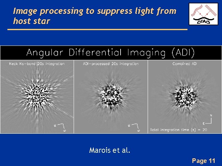 Image processing to suppress light from host star Marois et al. Page 11 