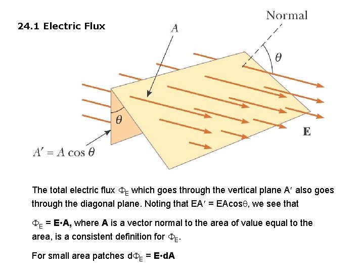 24. 1 Electric Flux The total electric flux E which goes through the vertical