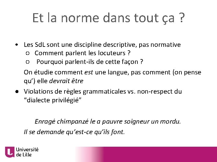 Et la norme dans tout ça ? • Les Sd. L sont une discipline