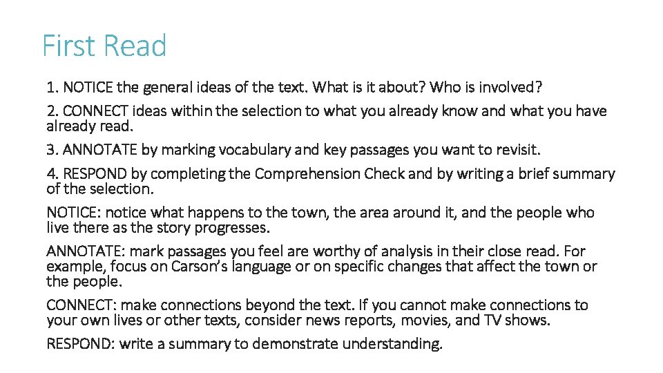 First Read 1. NOTICE the general ideas of the text. What is it about?