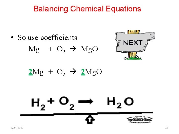 Balancing Chemical Equations • So use coefficients Mg + O 2 Mg. O 2