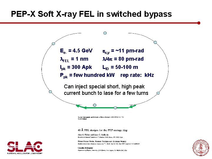 PEP-X Soft X-ray FEL in switched bypass Ee- = 4. 5 Ge. V ex,
