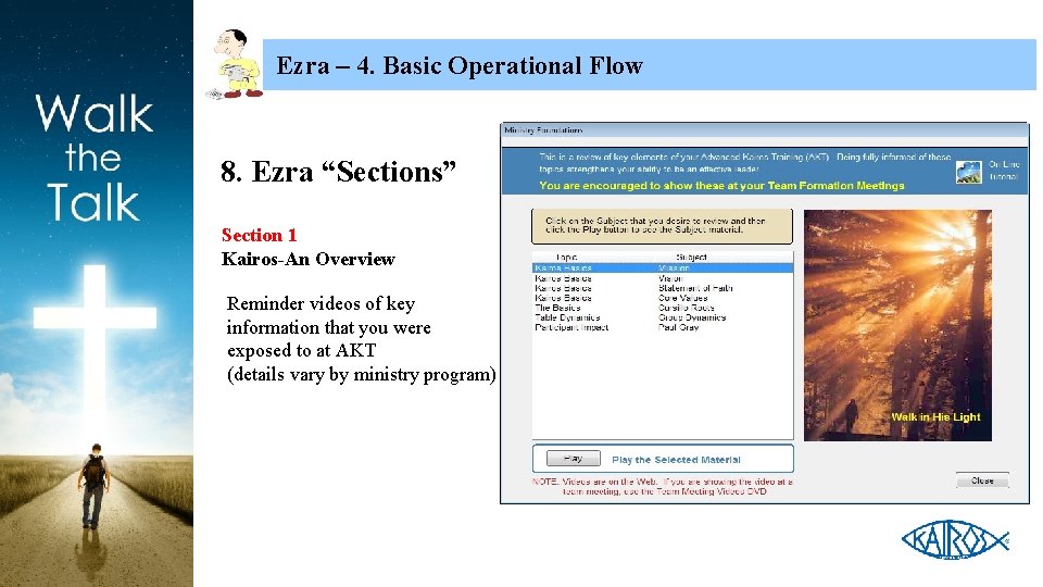 Ezra – 4. Basic Operational Flow 8. Ezra “Sections” Section 1 Kairos-An Overview Reminder
