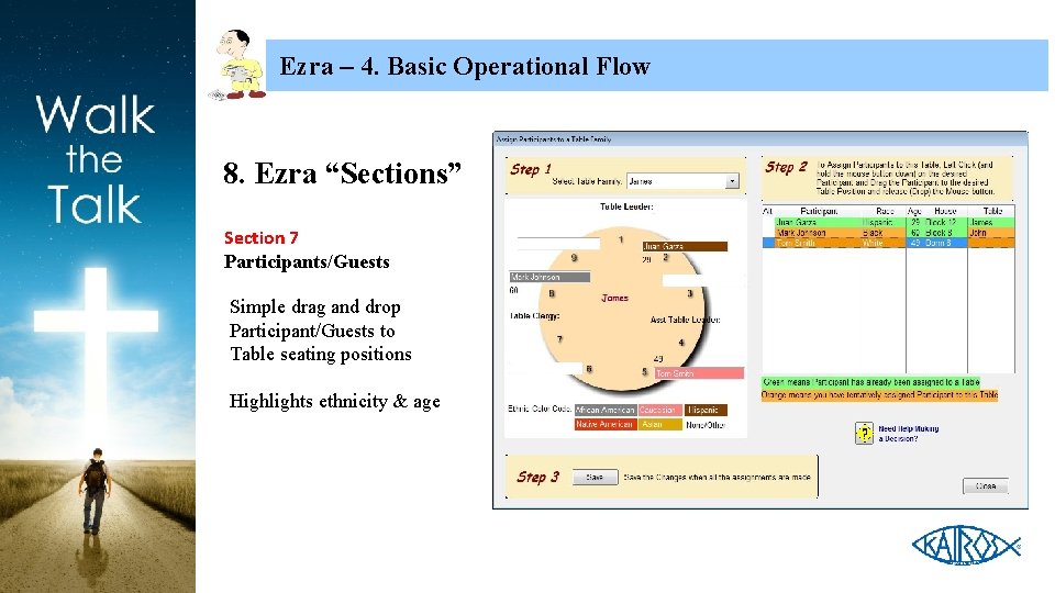 Ezra – 4. Basic Operational Flow 8. Ezra “Sections” Section 7 Participants/Guests Simple drag