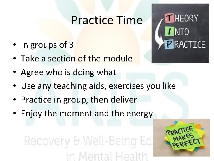 Practice Time • • • In groups of 3 Take a section of the Practice Time • • • In groups of 3 Take a section of the