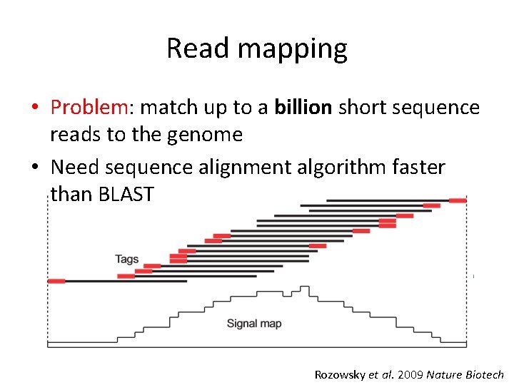 Read mapping • Problem: match up to a billion short sequence reads to the