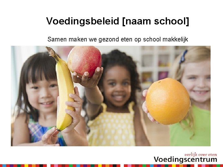 Voedingsbeleid [naam school] Samen maken we gezond eten op school makkelijk 