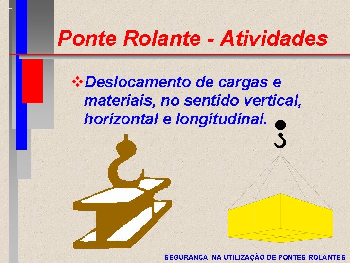Ponte Rolante - Atividades v. Deslocamento de cargas e materiais, no sentido vertical, horizontal