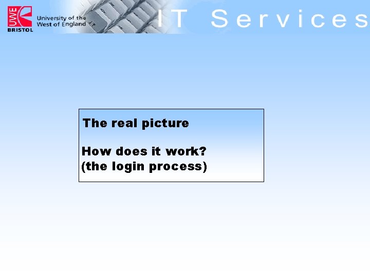 The real picture How does it work? (the login process) 