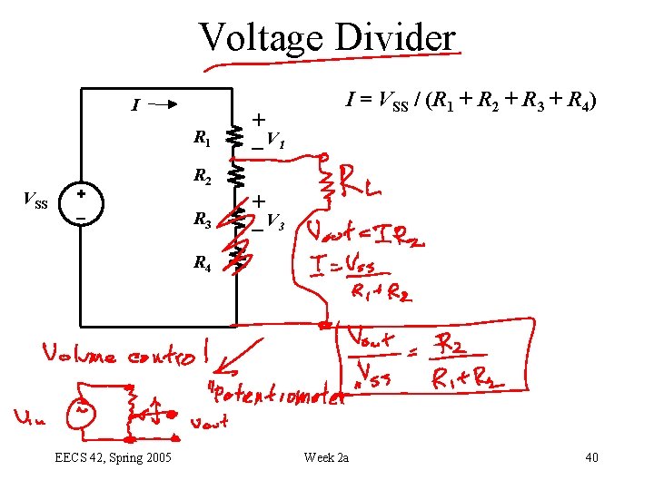 Voltage Divider I R 1 VSS + + – V 1 I = VSS
