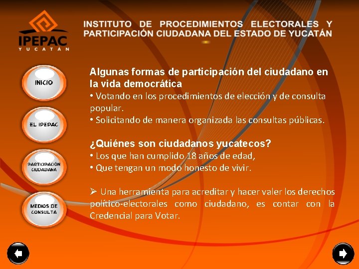 Algunas formas de participación del ciudadano en la vida democrática • Votando en los