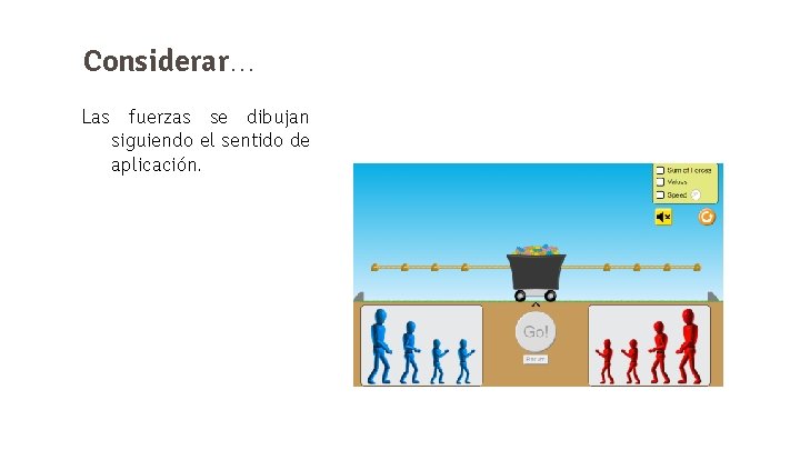 Considerar… Las fuerzas se dibujan siguiendo el sentido de aplicación. 