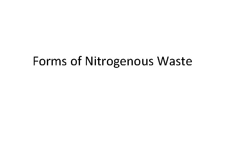 Forms of Nitrogenous Waste 