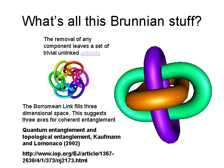 What’s all this Brunnian stuff? The removal of any component leaves a set of