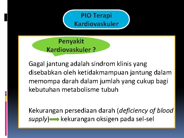 PIO Terapi Kardiovaskuler Penyakit Kardiovaskuler ? Gagal jantung adalah sindrom klinis yang disebabkan oleh