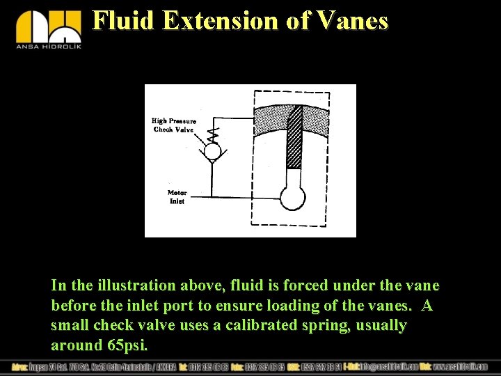 Fluid Extension of Vanes In the illustration above, fluid is forced under the vane