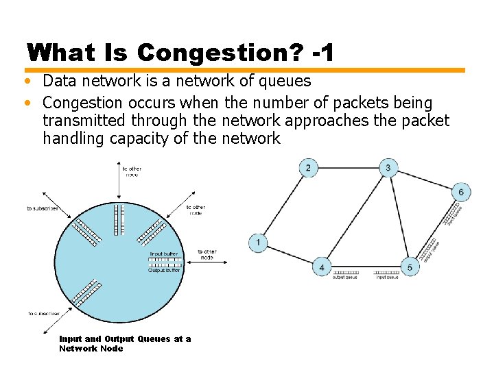 What Is Congestion? -1 • Data network is a network of queues • Congestion