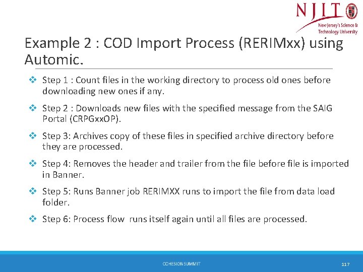 Example 2 : COD Import Process (RERIMxx) using Automic. v Step 1 : Count