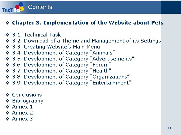 Contents v Chapter 3. Implementation of the Website about Pets v v v v
