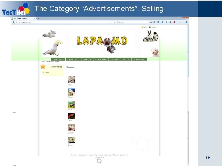 The Category “Advertisements”. Selling 39 