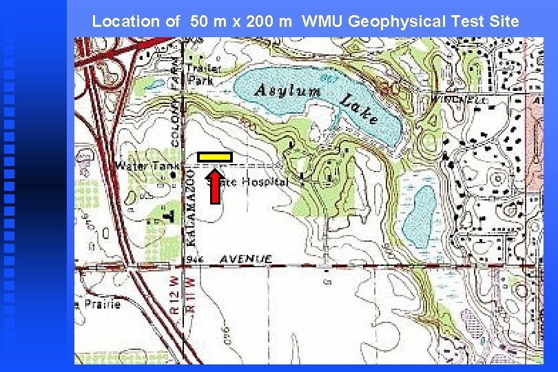 Location of 50 m x 200 m WMU Geophysical Test Site 