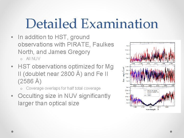 Detailed Examination • In addition to HST, ground observations with PIRATE, Faulkes North, and