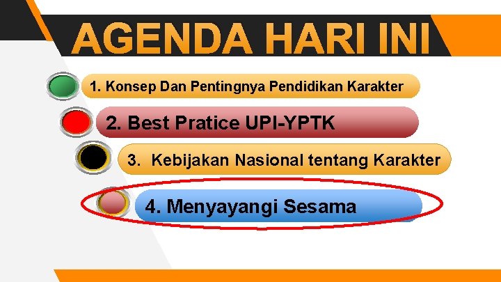 AGENDA HARI INI 1. Konsep Dan Pentingnya Pendidikan Karakter 2. Best Pratice UPI-YPTK 3.