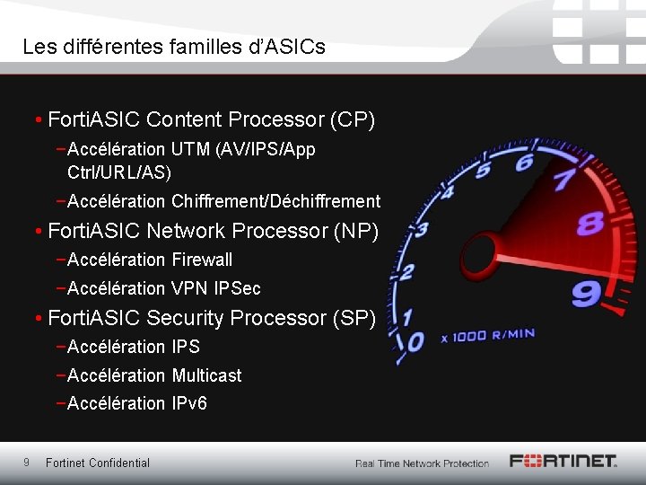 Les différentes familles d’ASICs • Forti. ASIC Content Processor (CP) − Accélération UTM (AV/IPS/App