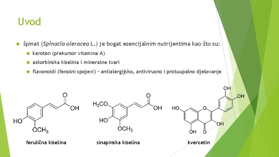 Uvod špinat (Spinacia oleracea L. ) je bogat esencijalnim nutrijentima kao što su: karoten