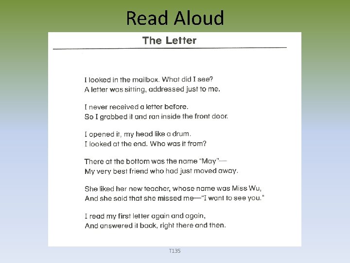 Read Aloud T 135 