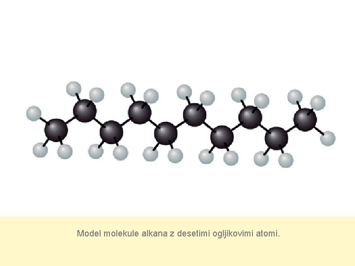 Model molekule alkana z desetimi ogljikovimi atomi. Model molekule alkana z desetimi ogljikovimi atomi.