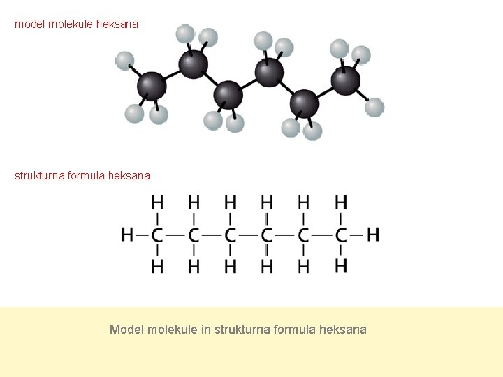 model molekule heksana strukturna formula heksana Model molekule in strukturna formula heksana 