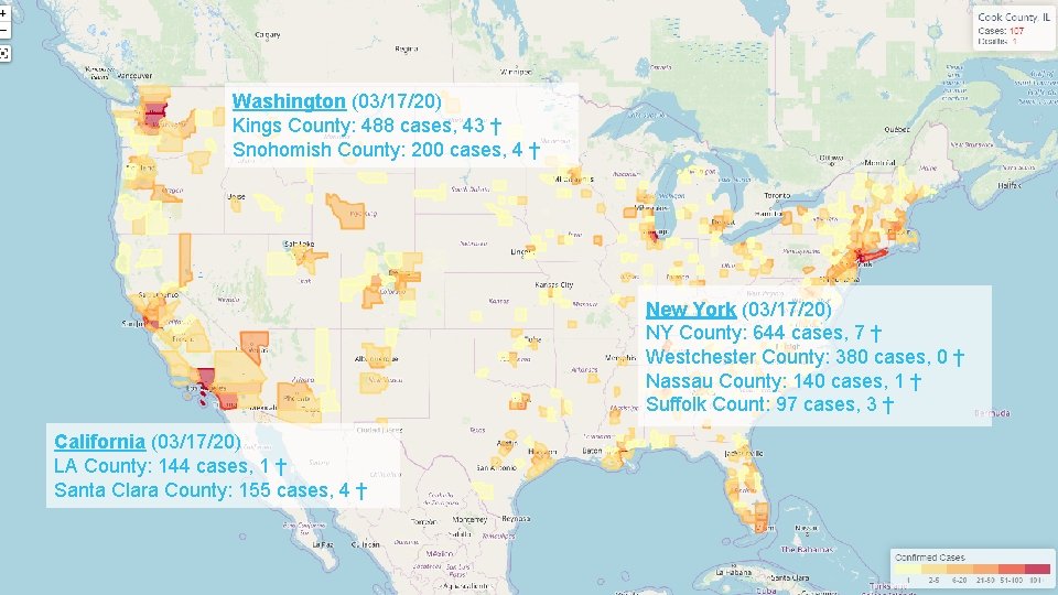 Washington (03/17/20) Kings County: 488 cases, 43 † Snohomish County: 200 cases, 4 † Washington (03/17/20) Kings County: 488 cases, 43 † Snohomish County: 200 cases, 4 †